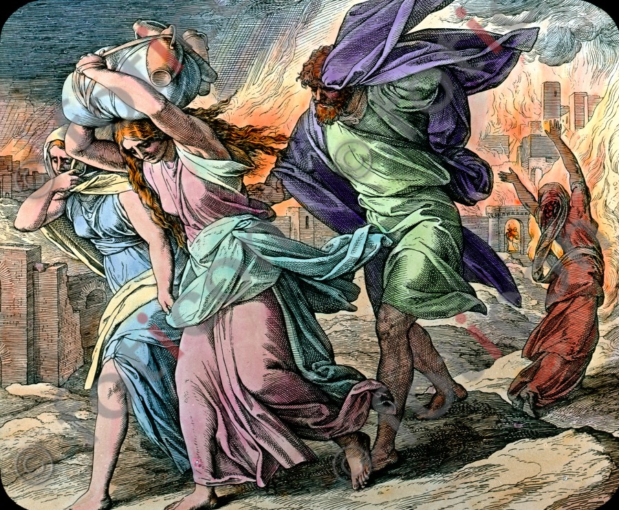 Lot flieht aus Sodom | Lot flees from Sodom  (foticon-simon-045-023.jpg)